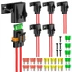 Nilight 6pcs Inline Fuse Holder 12AWG Waterproof 18Pcs Fuses + 6 