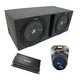 Universal Car Stereo Vented Port Dual 12" Kicker CompR CWR12 Sub Box & CX1200.1