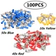 100Pcs Piggyback Quick Disconnect Terminals 3 Way Spade Connectors 22-10AWG Kit