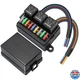 Weasch 12V 9 Way Pre-Wired Fuse Relay Box, 3 Relays and 9 ATC/ATO Blade Fuses, 4