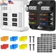 Daiertek 12V Fuse Block 6 Way 12 Volt Fuse Box ATO/ATC Marine Fuse Panel with LE