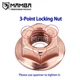50pcs M8x1.25 3-Point Copper Stud Lock Nut for Exhaust Manifold Flange Turbo