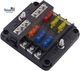 12 Volt Fuse Block, Waterproof Boat Fuse Panel with LED Warning Indicator Damp-P