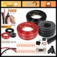 40FT 1/0 Gauge CCA Power/Ground Cable Kit - Black/Red, 250A Fuse, Lugs, Zip Ties